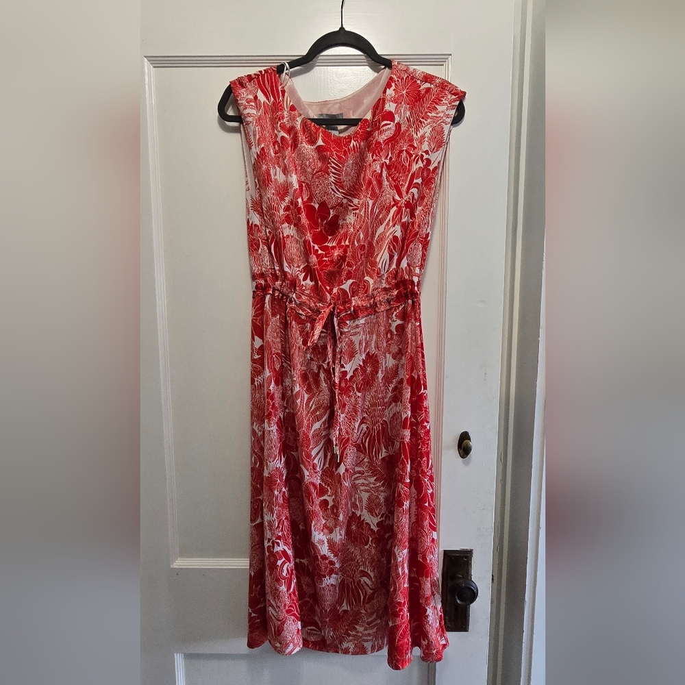 H&M Red and White Maxi Sundress V-Neck